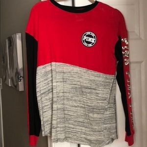 Red & Gray pull over PINK Victoria secret hoodie